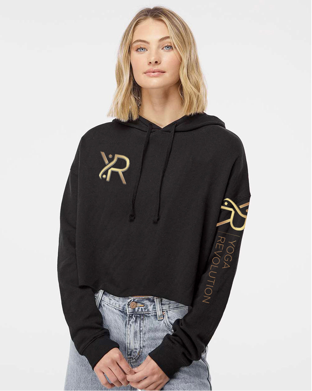 YR - Women's Cropped Hoodie (Small Chest and Sleeve Logo)