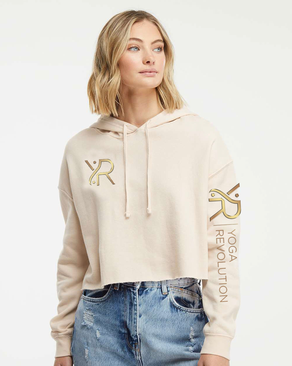 YR - Women's Cropped Hoodie (Small Chest and Sleeve Logo)