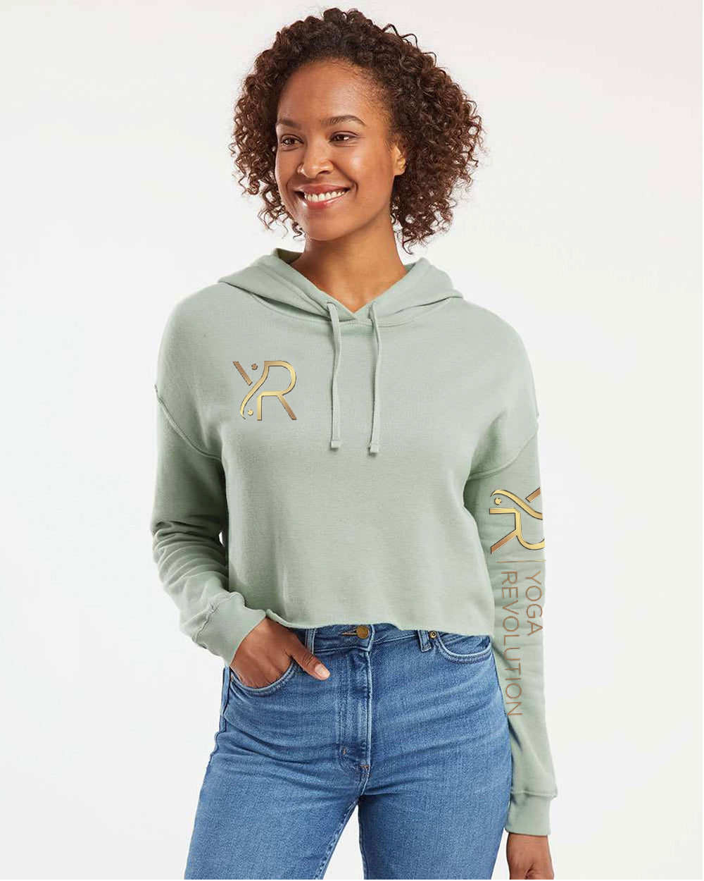 YR - Women's Cropped Hoodie (Small Chest and Sleeve Logo)